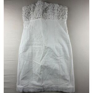 Lilly Pulitzer White Seersucker Strapless Bow Dress Womens size 2 Ruffle 0182